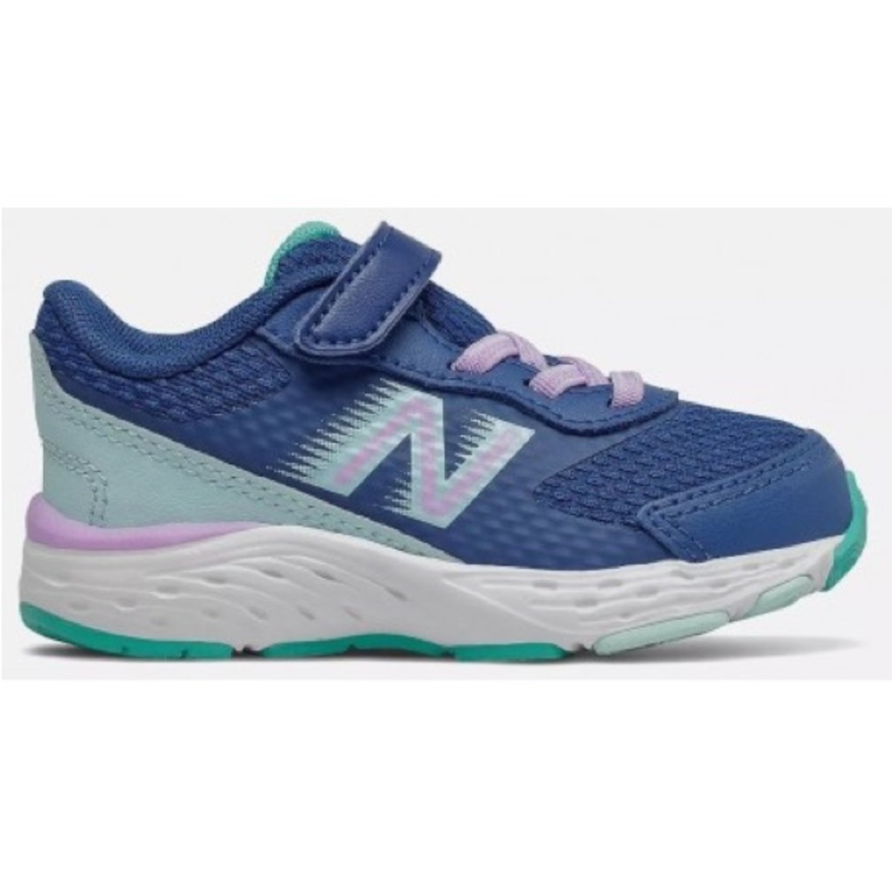 Size 8.5 Toddler Kids New Balance Kids' Sneakers in Navy and Teal - Picture 3 of 3